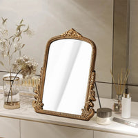 Miroir Baroque Doré Arqué à Poser, Style Vintage Français 24,5 x 30 cm