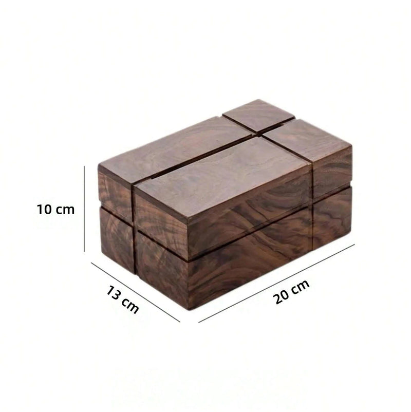Boîte à Mouchoirs Rectangulaire en Noyer Massif à Rainures