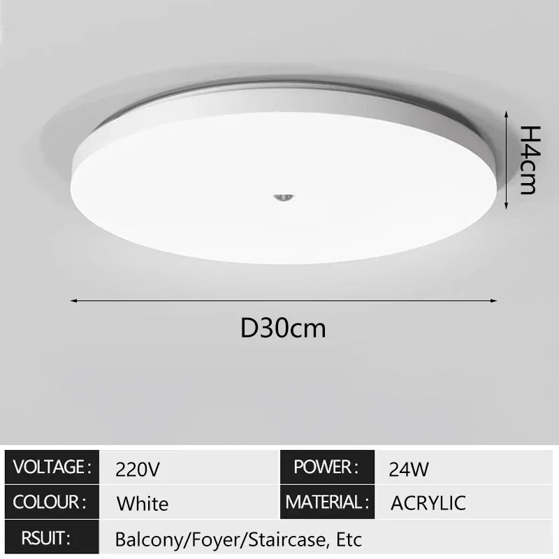 Plafonnier Cuisine Rond Blanc, Détecteur de Mouvement et de Luminosité, Ø 23 ou 30 cm