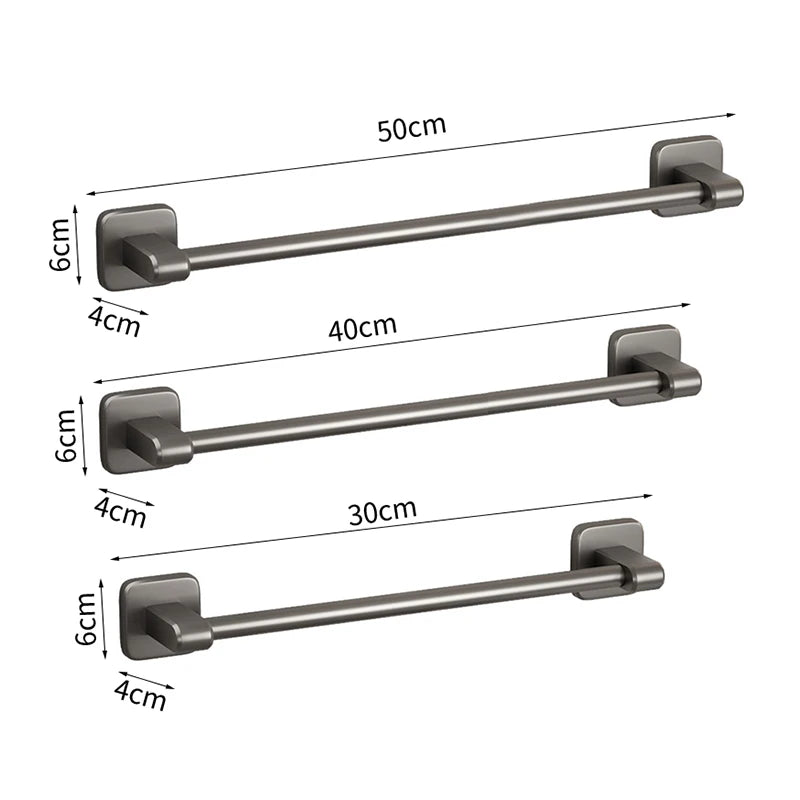 Porte-Serviette Sans Percer Aluminium Gris Anthracite 30 à 50 cm