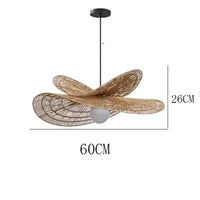 Suspension Cuisine Rotin Tressé Pétale, Brun ou Blanc, 40 à 100 cm