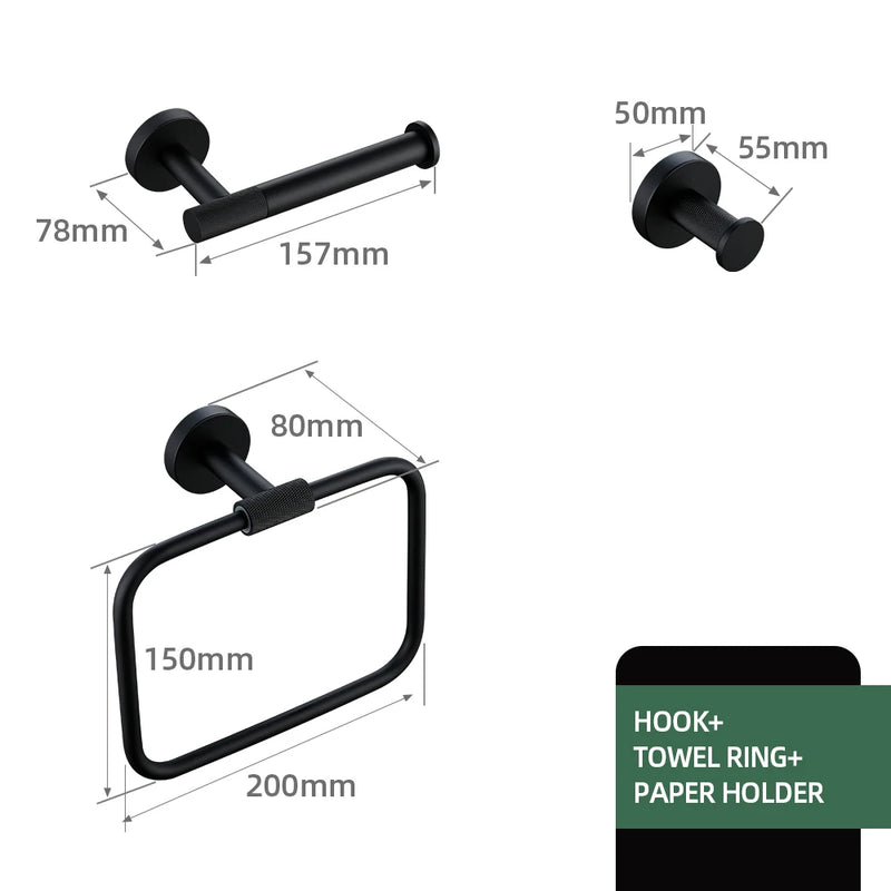 Accessoires Salle de Bain Noir Mat à la Pièce ou en Kit