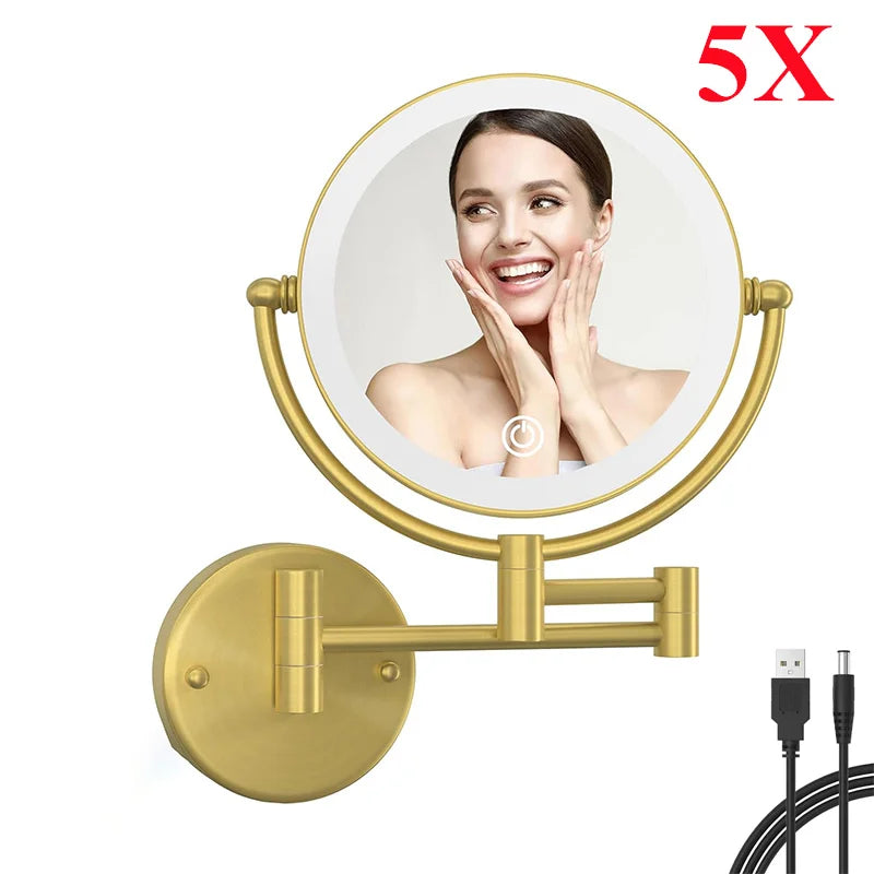 Miroir Grossissant Mural LED Rechargeable Double Face Tactile x5 ou x10