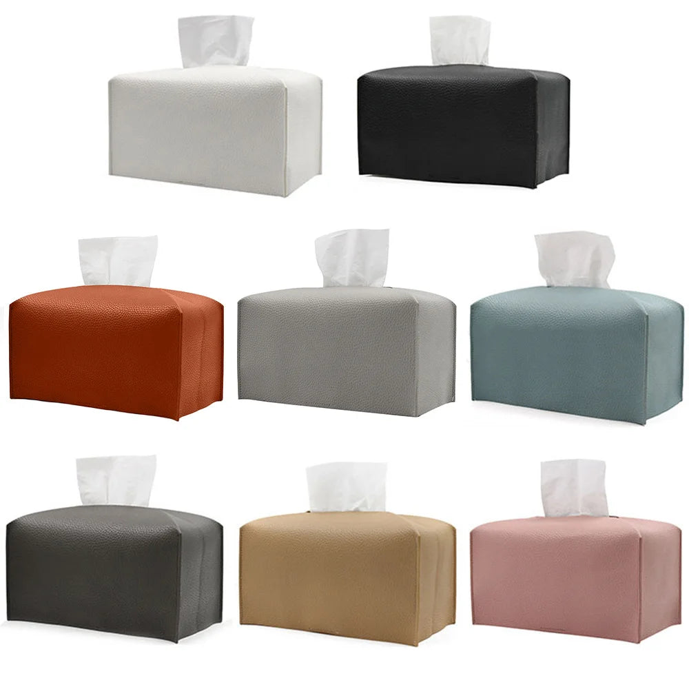 Housse Boîte à Mouchoirs Rectangulaire en Simili Cuir, 24 cm, 7 Coloris