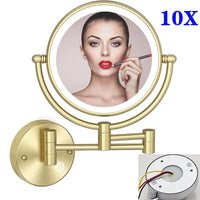 Miroir de Maquillage LED Grossissant 10X Tactile Mural Double Bras Extensible