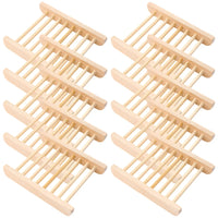 Porte-Savon en Bois à Lattes, Lot de 10, 11,5 x 8 cm
