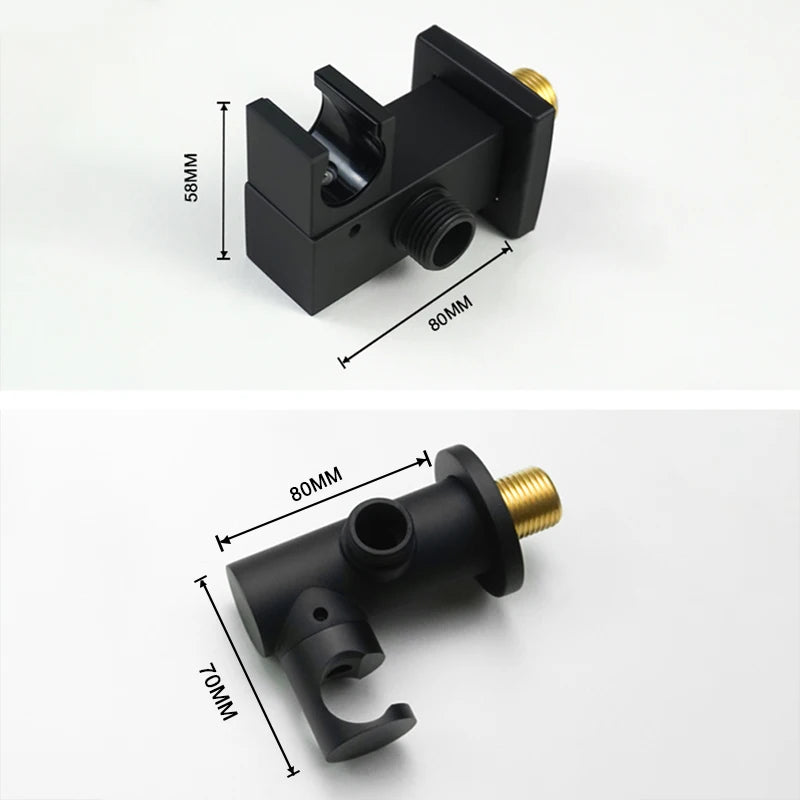 Pommeau de Douche Laiton Noir Mat, Douchettes et Supports à la Pièce
