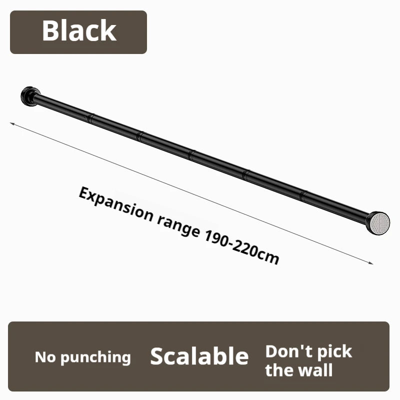 Barre de Douche Extensible Noire sans Perçage, 70 à 280 cm