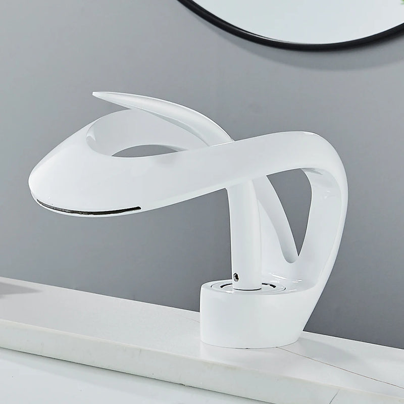 Mitigeur Lavabo Design Cascade, Trou Unique, Flexibles 40 cm, 5 Finitions