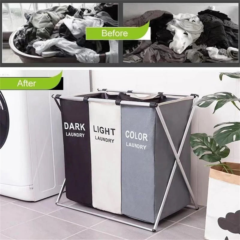 Panier à Linge Pliable 1 ou 3 Compartiments, Noir ou Gris