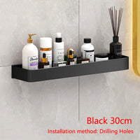 Étagère Salle de Bain Murale Aluminium Noir ou Gris, 30 ou 40 cm