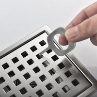 Caniveau de Douche Carré Anti-Odeur Inox 304, Grille 11 ou 15 cm