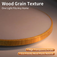 Plafonnier Cuisine LED Rond Grain de Bois Ultra-Plat, 18 à 50 W, 4 Finitions