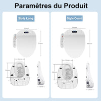 Abattant WC Japonais Chauffant Lavage Séchage Veilleuse LED, 48 ou 51 cm
