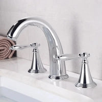 Mitigeur Lavabo 3 Trous Double Poignée en Laiton, 5 Finitions