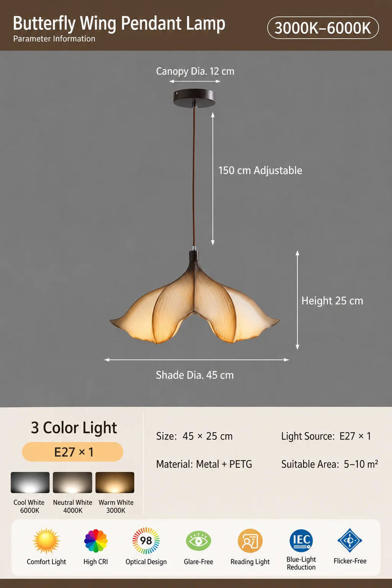 Suspension Cuisine Pétale Wabi-Sabi, Ø 45 cm, Blanc Chaud ou Froid