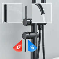 Robinet de Baignoire sur Pied Noir Mat Bec Pivotant