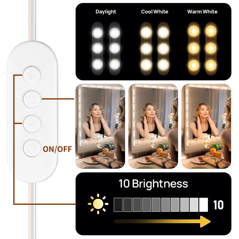 Éclairage Sous Meuble Cuisine et Miroir, Kit 60 LED USB, 3 Teintes