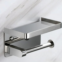 Porte-Papier Toilette Mural Inox 304 Chromé avec Tablette
