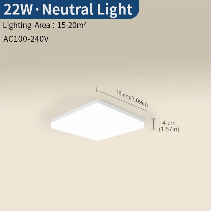 Plafonnier LED Carré Cuisine 3 Teintes 18 à 45 W