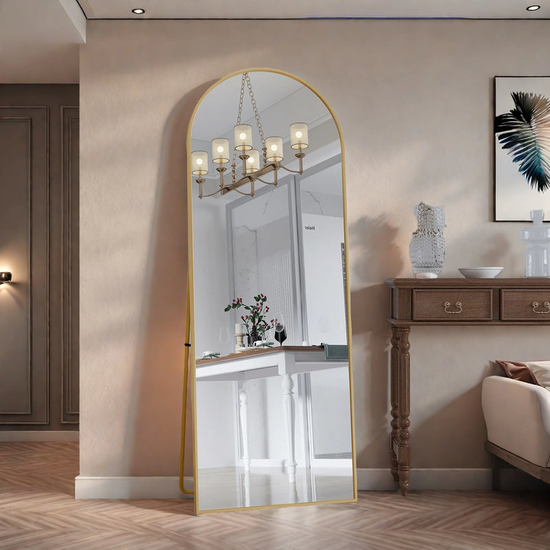 Miroir sur Pied XXL Noir ou Doré Verre Trempé