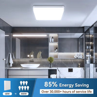 Plafonnier Salle de Bain LED IP45 Carré ou Rond, 15 à 30 cm