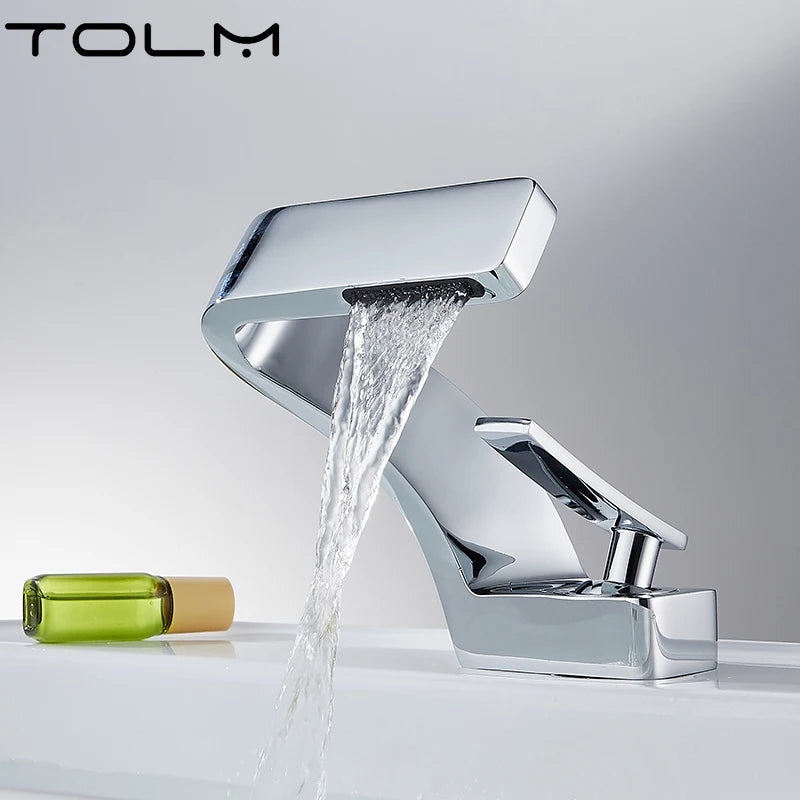 Mitigeur Lavabo Cascade Design Laiton Monotrou, 8 Finitions, Bonde en Option