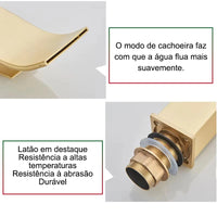 Mitigeur Lavabo Cascade Doré Compact en Inox