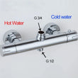 Mitigeur Thermostatique Douche Mural Chromé à Double Commande, Laiton