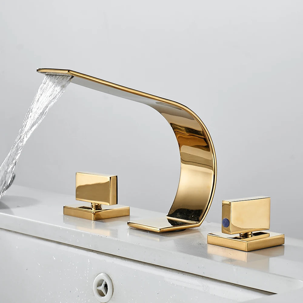 Robinet de Baignoire Cascade Double Bec 3 Pièces