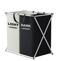 Panier à Linge Pliable 1 à 3 Compartiments, Cadre en X, Noir ou Gris