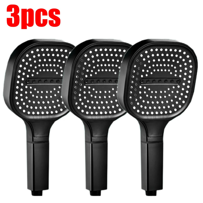 Pommeau de Douche Carré 13 cm, 3 Modes, Noir, Gris ou Argenté