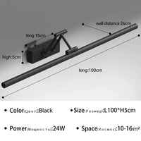 Applique Salle de Bain LED à Bras Articulé Noir ou Blanc 40 à 100 cm
