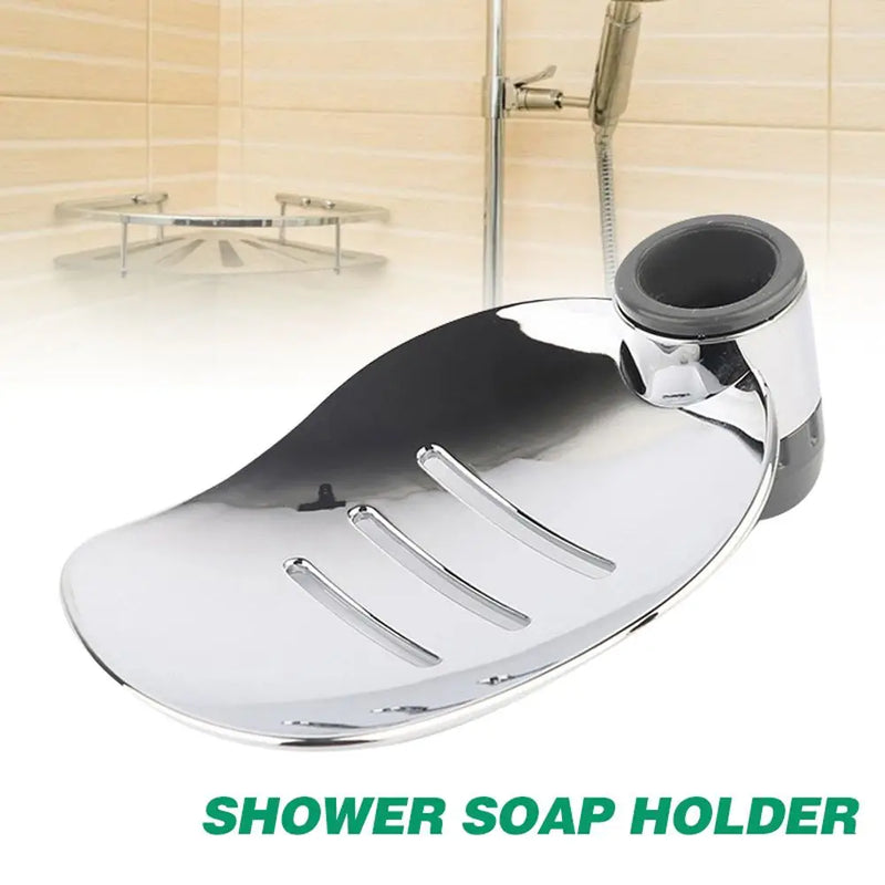 Porte-Savon de Douche pour Barre Coulissante, ABS Chromé en Forme de Feuille