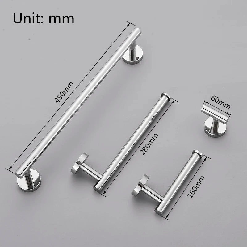 Accessoires Salle de Bain Ronds Inox à la Pièce, Chromé, Noir, Nickel, Doré
