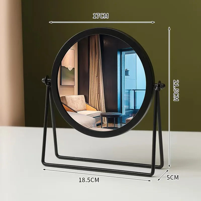 Miroir de Table Rond Rotatif en Métal Doré ou Noir, 17 cm