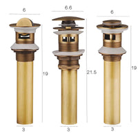 Bonde de Lavabo Bronze Vieilli, Avec ou Sans Trop-Plein