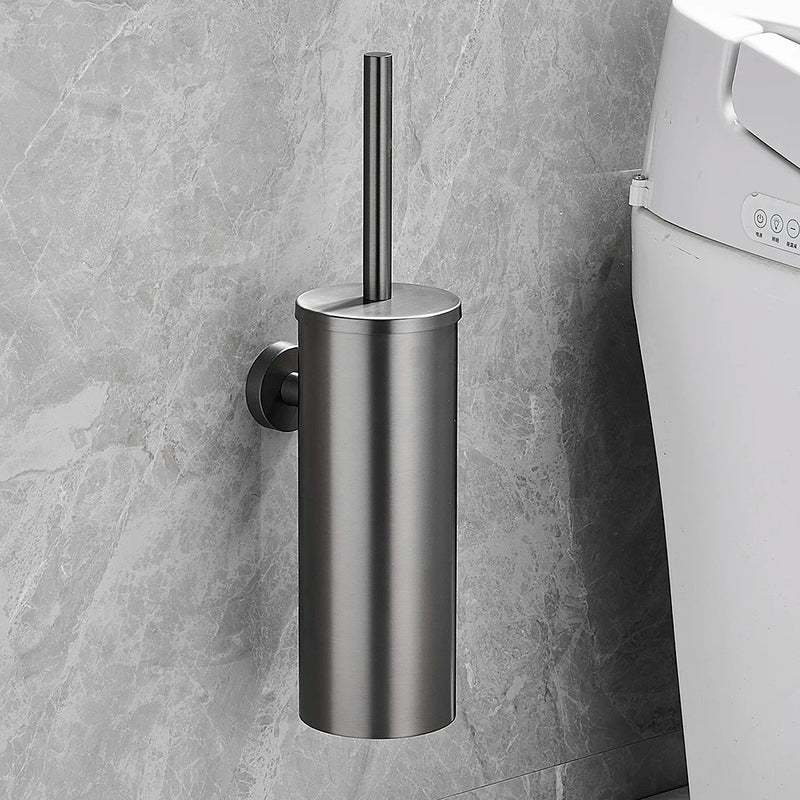 Brosse WC Inox avec Support Cylindrique, Murale ou à Poser, 7 Finitions
